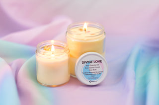 "Divine Love" Rose Quartz Crystal Candle